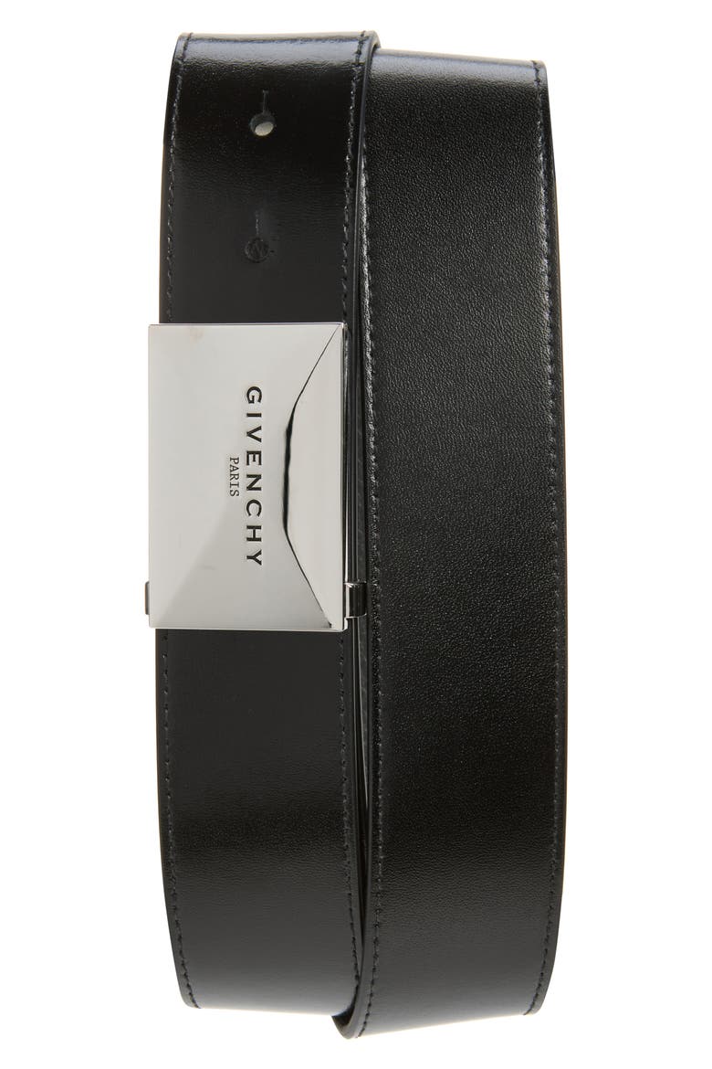Reversible Metal Plaque Belt, Main, color, BLACK/ GREY