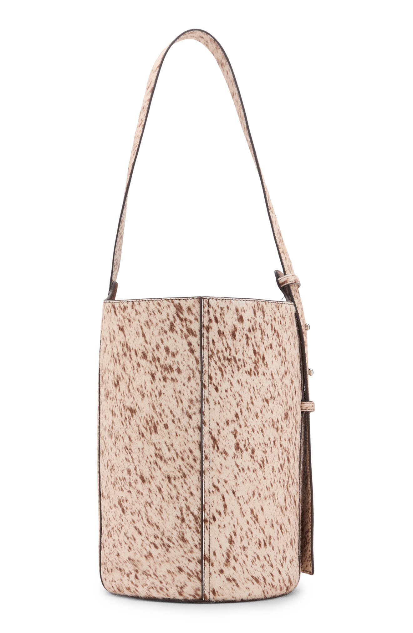 MANGO Genuine Calf Hair & Leather Bucket Bag, Alternate, color, Brown