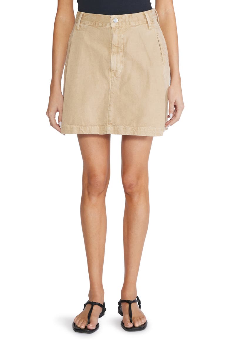 Maxine Pleated Denim Miniskirt, Main, color, SWEET COCONUT