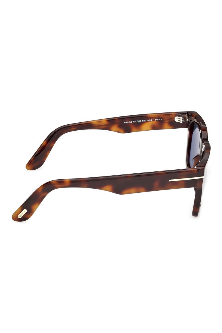 Andy-02 55mm Square Sunglasses, Alternate, color, SHINY HAVANA / TEAL LENS