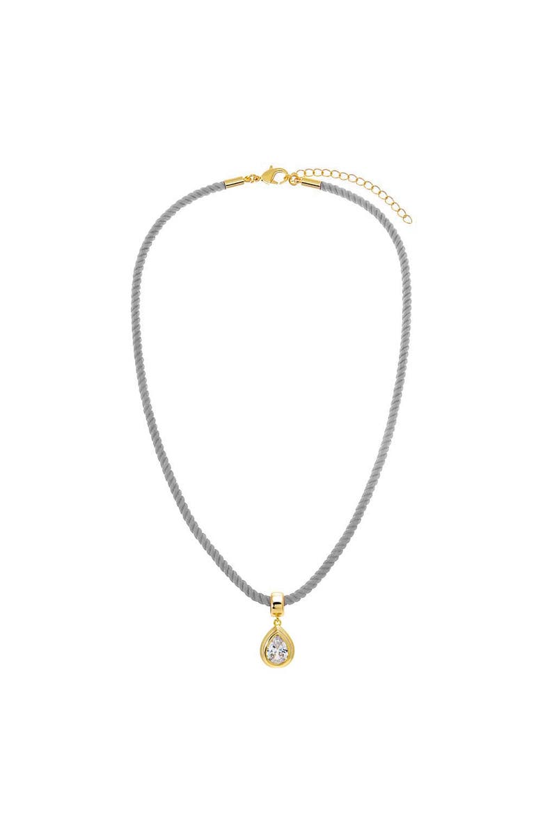 BY ADINA EDEN Colored CZ Pear Bezel Pendant & Twisted Cotton Rope Necklace, Main, color, Gold