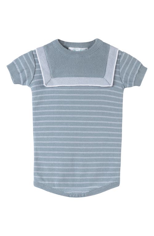Feltman Brothers Stripe Knit Romper in Vintage Blue 