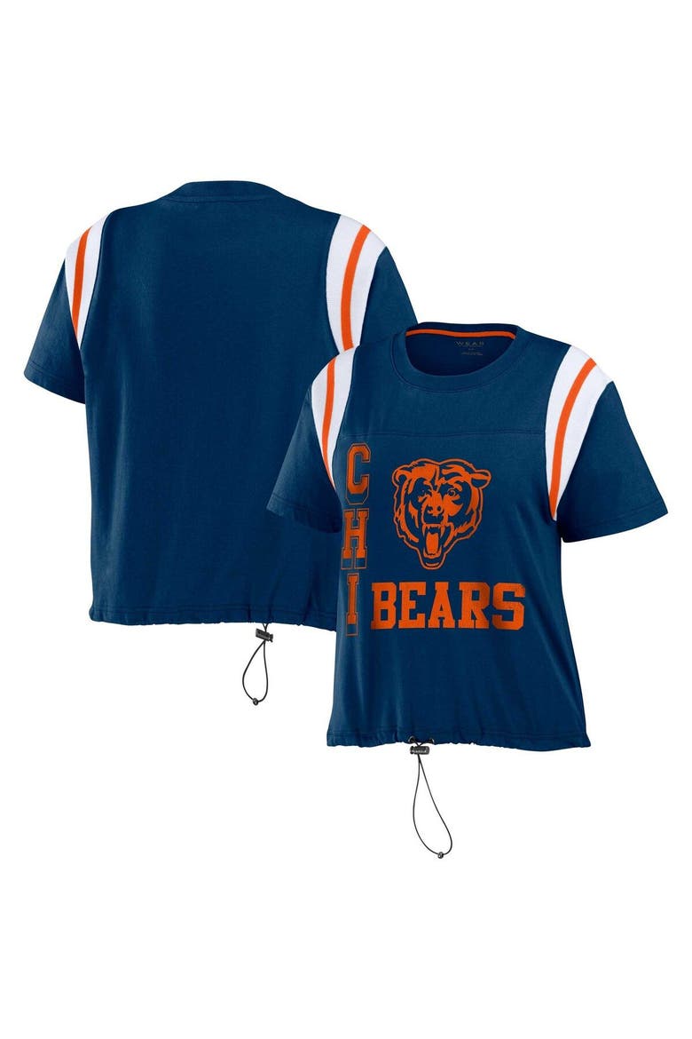 Women's WEAR by Erin Andrews Navy Chicago Bears Cinched Colorblock T-Shirt, Main, color, Navy