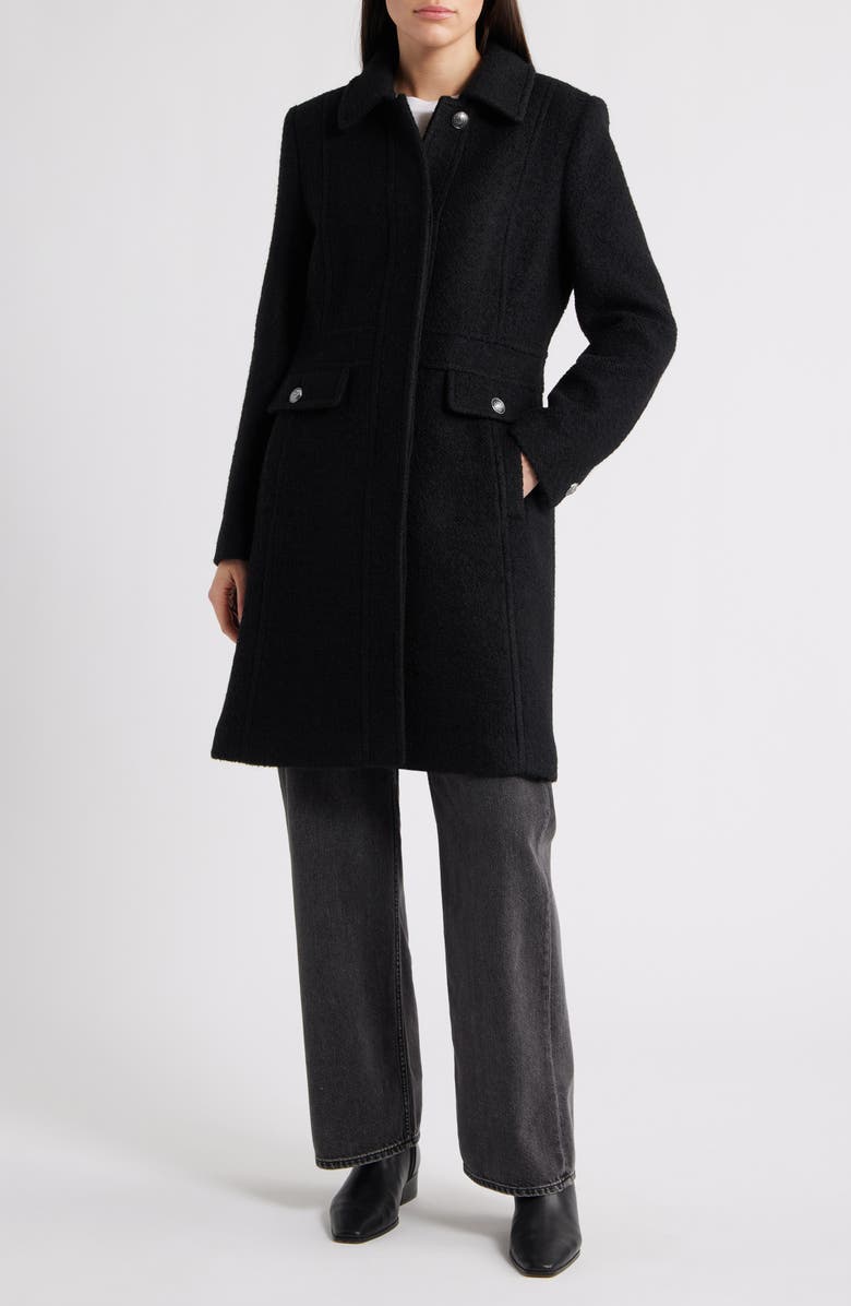 Sam Edelman Bouclé Longline Coat, Main, color, Black