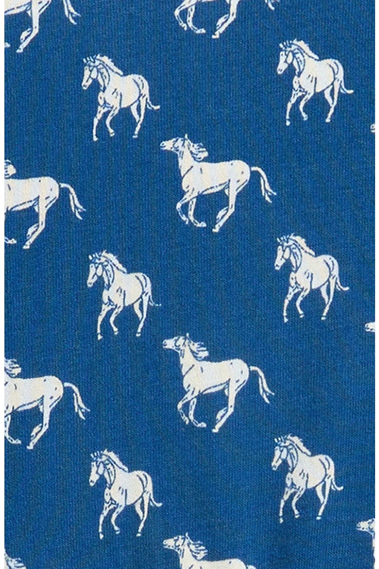 Print Jersey Ballerina Dress, Alternate, color, BLUE HORSES
