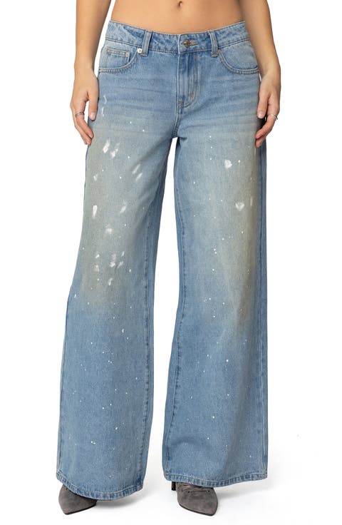 Paint Splatter Wide Leg Jeans