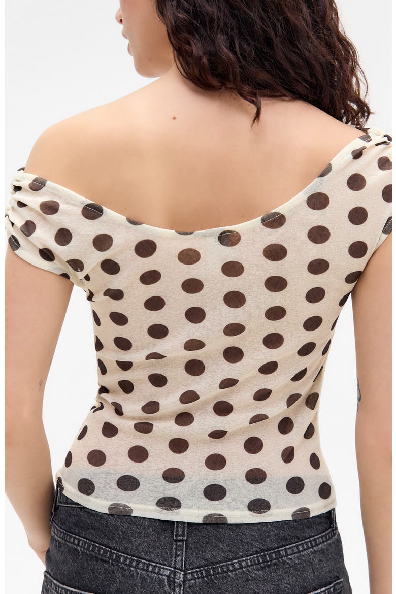 Fia Polka Dot Off the Shoulder Top, Alternate, color, CREAM