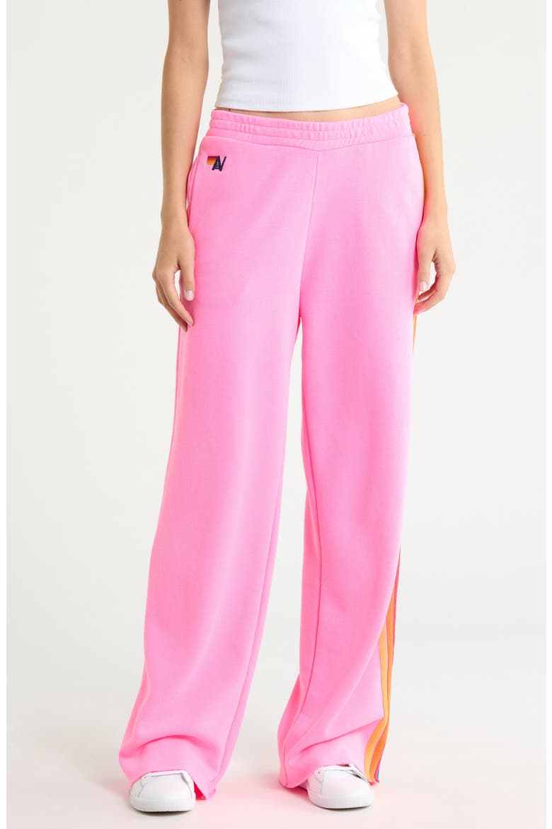 5-Stripe Wide Leg Sweatpants, Main, color, NEON PINK