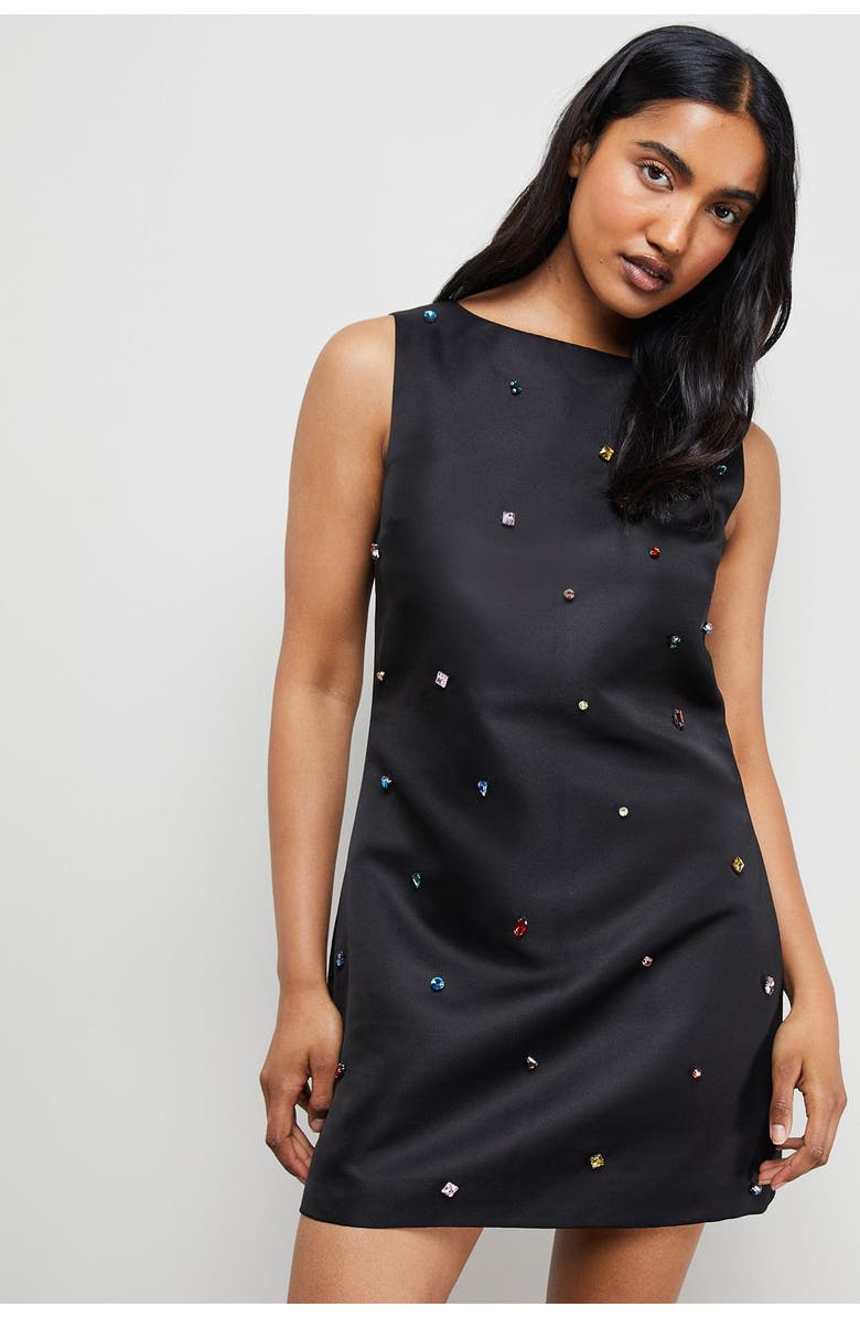 Warehouse Sleeveless Sequin Mini Dress, Main, color, Black
