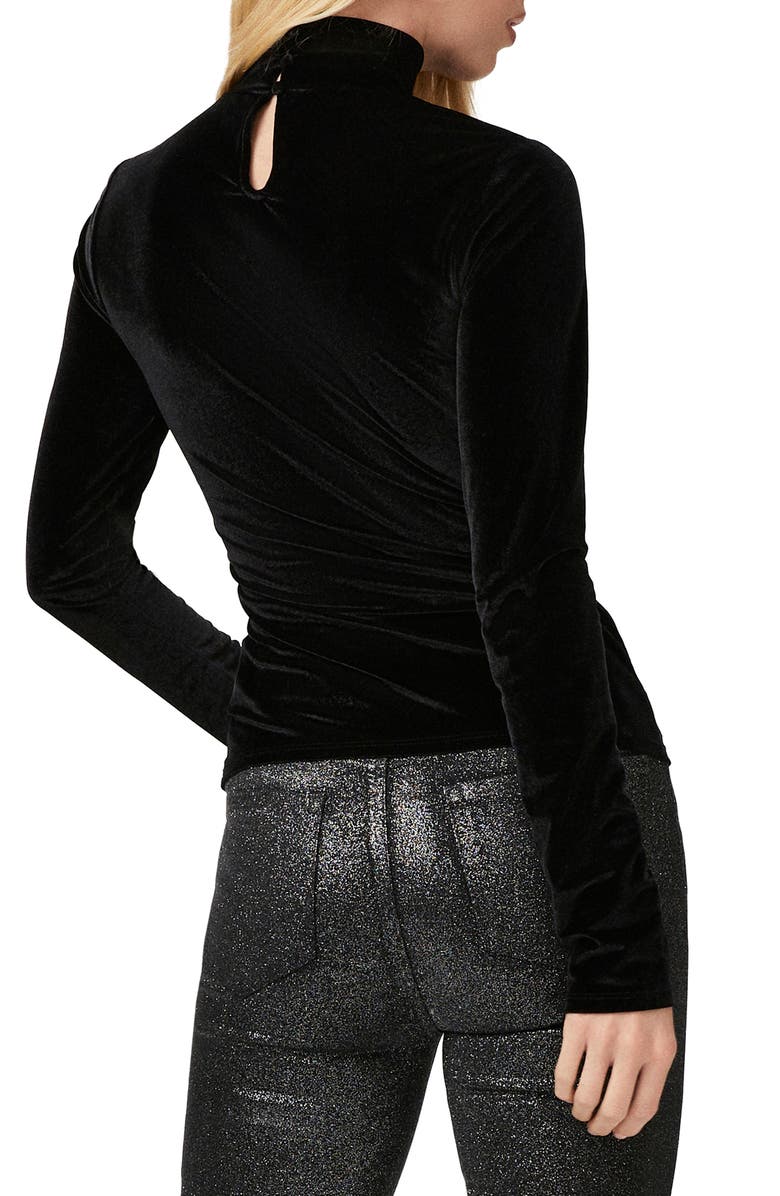 PAIGE Golda Turtleneck Velvet Top, Alternate, color, 