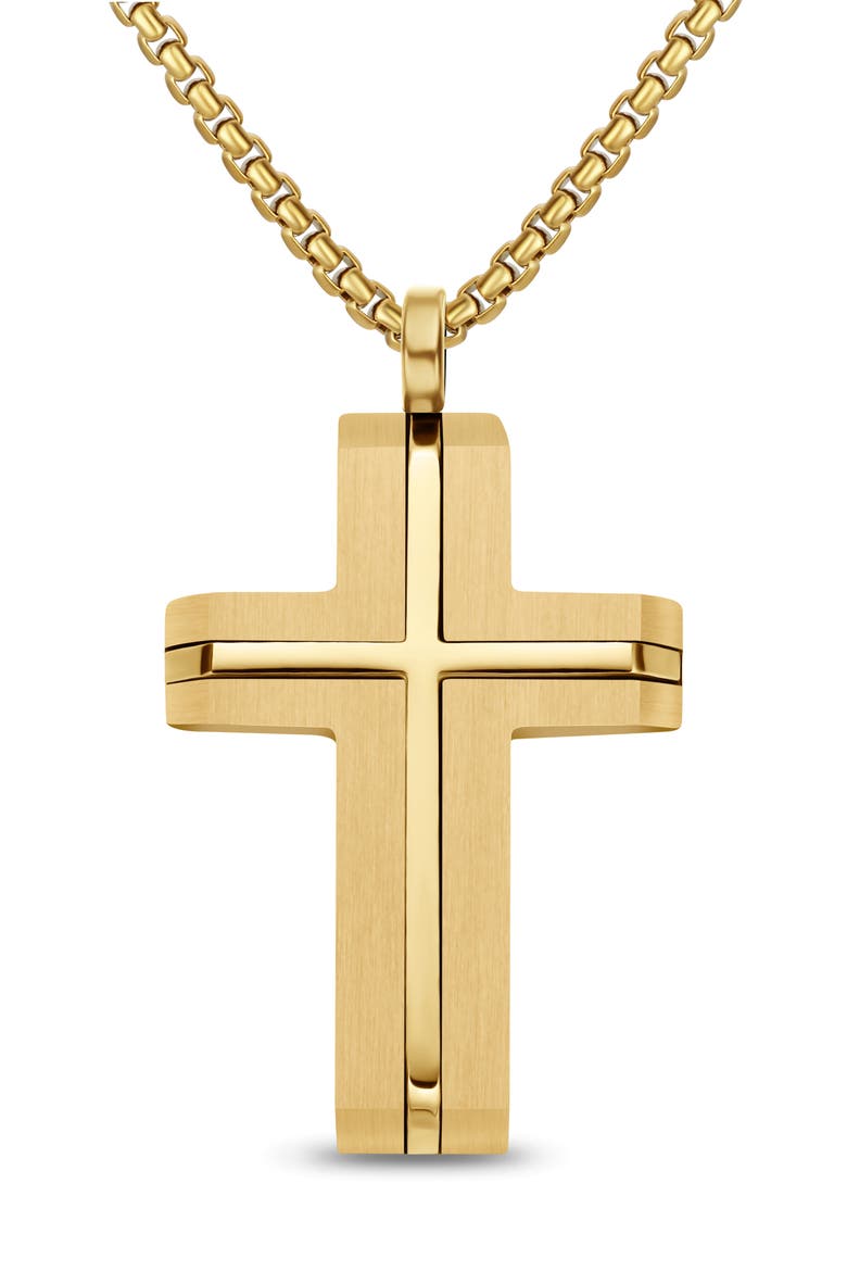 INLAY CROSS NECKLACE, Main, color, GOLD