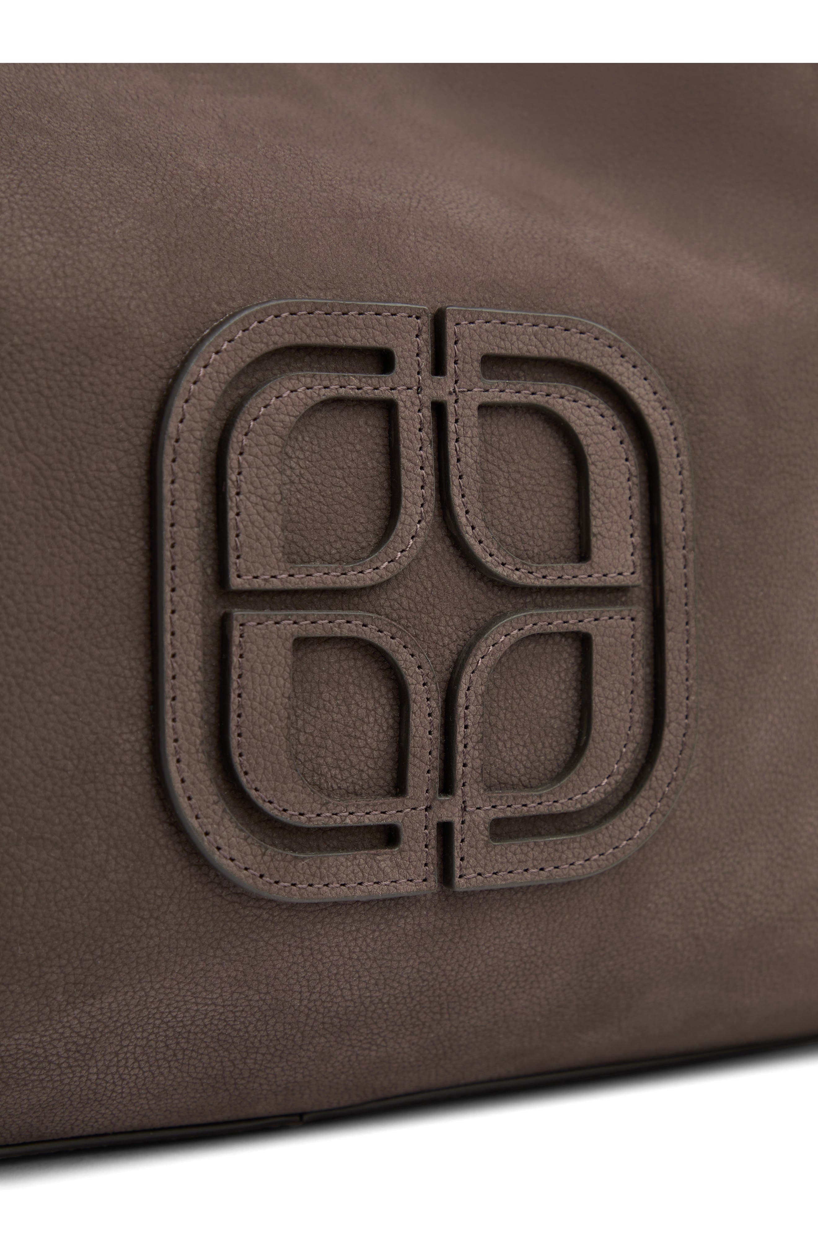 LK Bennett Lou Lou Wrap Handle Leather Shoulder Bag, Alternate, color, Chocolate