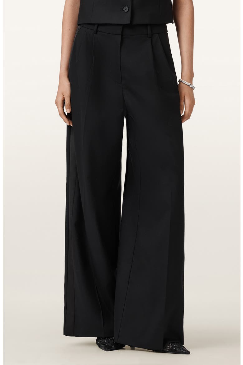 Noa Stretch Wool Blend Wide Leg Pants, Main, color, BLACK