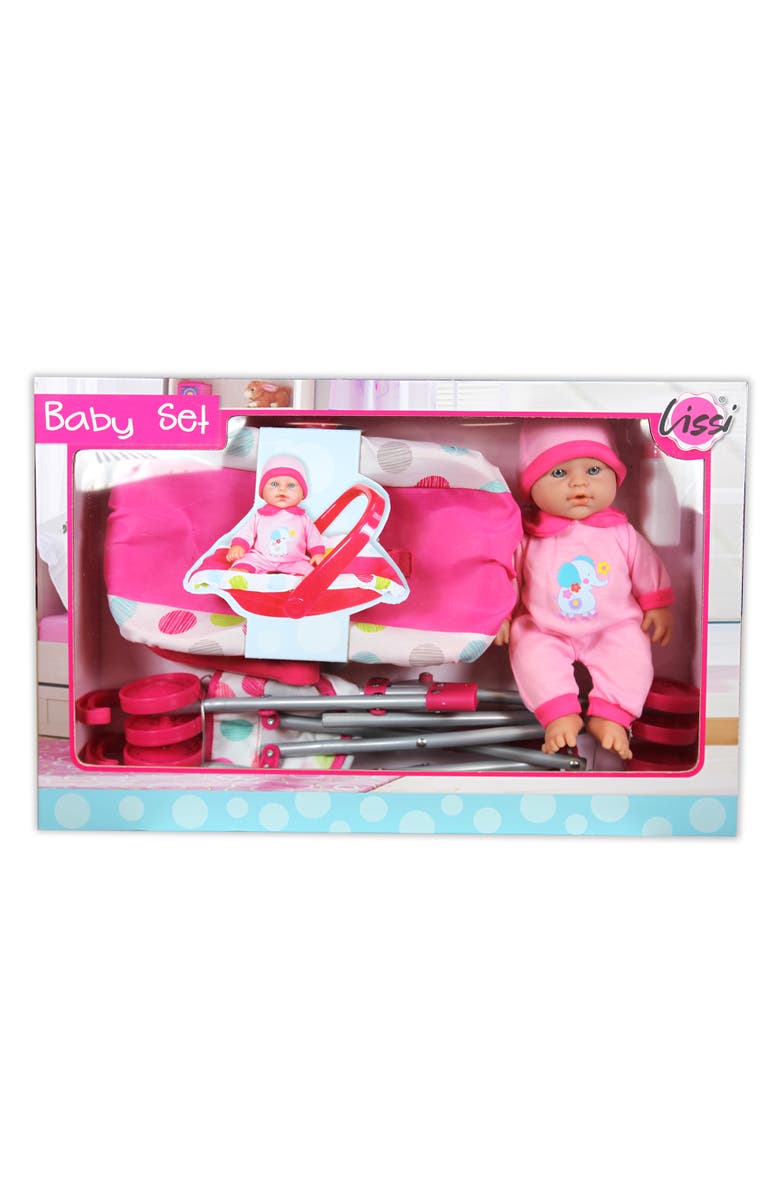 Lissi 12 Inch Baby Doll & Push Carry Travel Set, Alternate, color, Multicolored