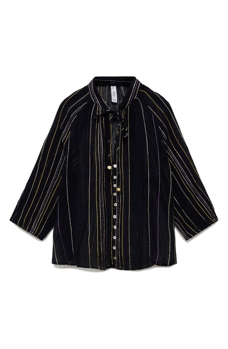 MANGO Stripe Tie Neck Shirt, Alternate, color,