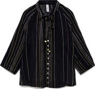 MANGO Stripe Tie Neck Shirt