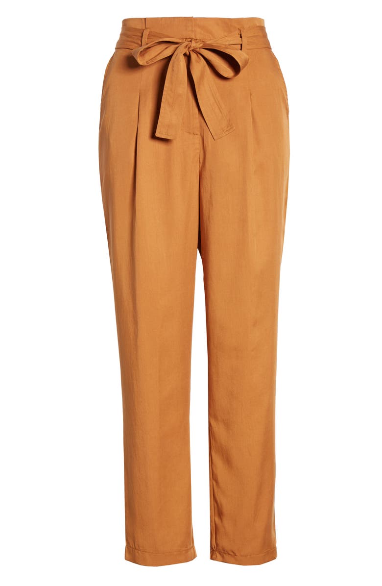 Lira Clothing Rita Tie Waist Crop Pants, Alternate, color, Brown