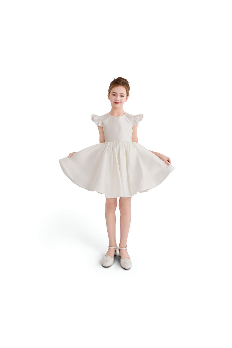 Ruffle Sleeve Flare Dress, Alternate, color, White