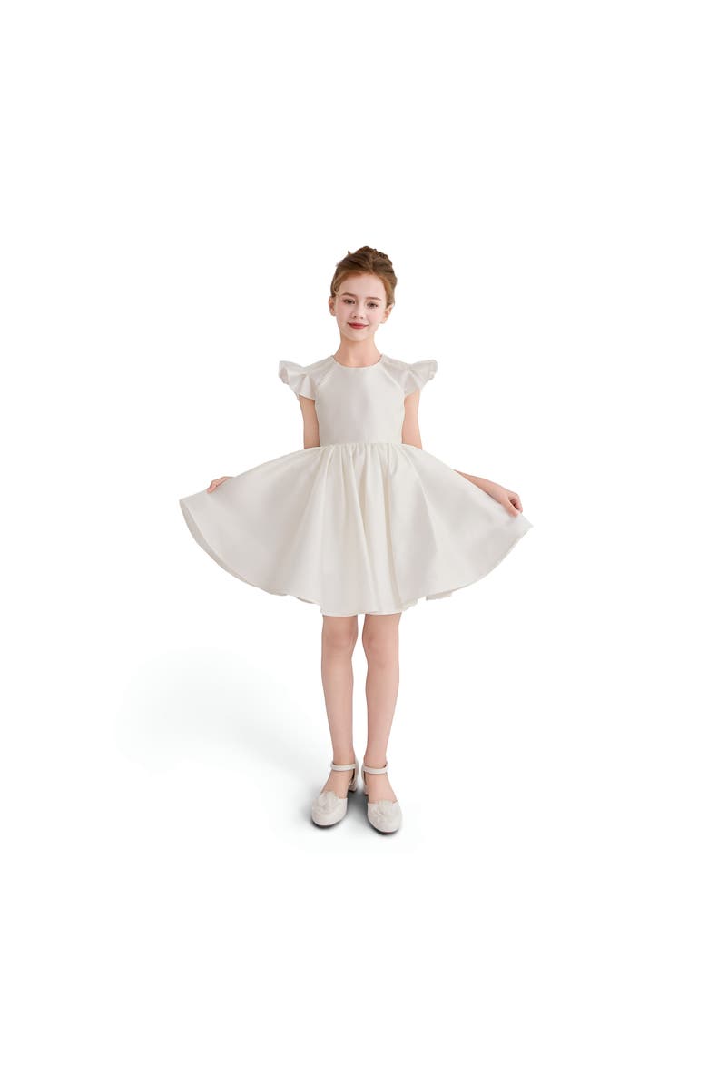 Tulleen Ruffle Sleeve Flare Dress, Alternate, color, White