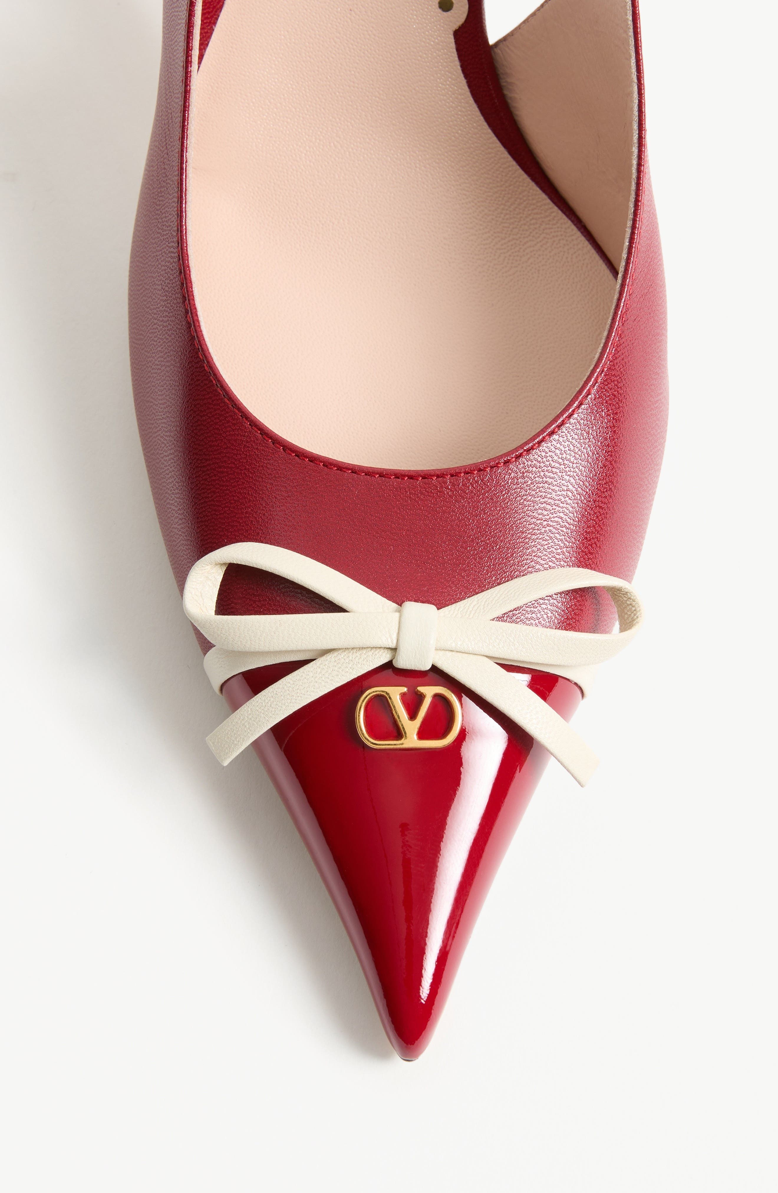 Bepointy Pointed Toe Slingback Pump, Alternate, color, RED/ IVORY