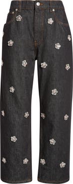 Marni Floral Embellished Stonewashed Carrot Fit Jeans