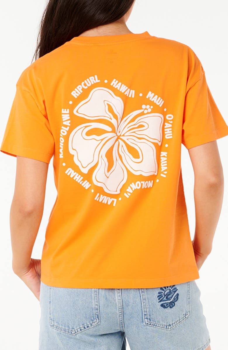 Rip Curl Hibiscus Relaxed Graphic T-Shirt, Alternate, color, Light Orange Haw