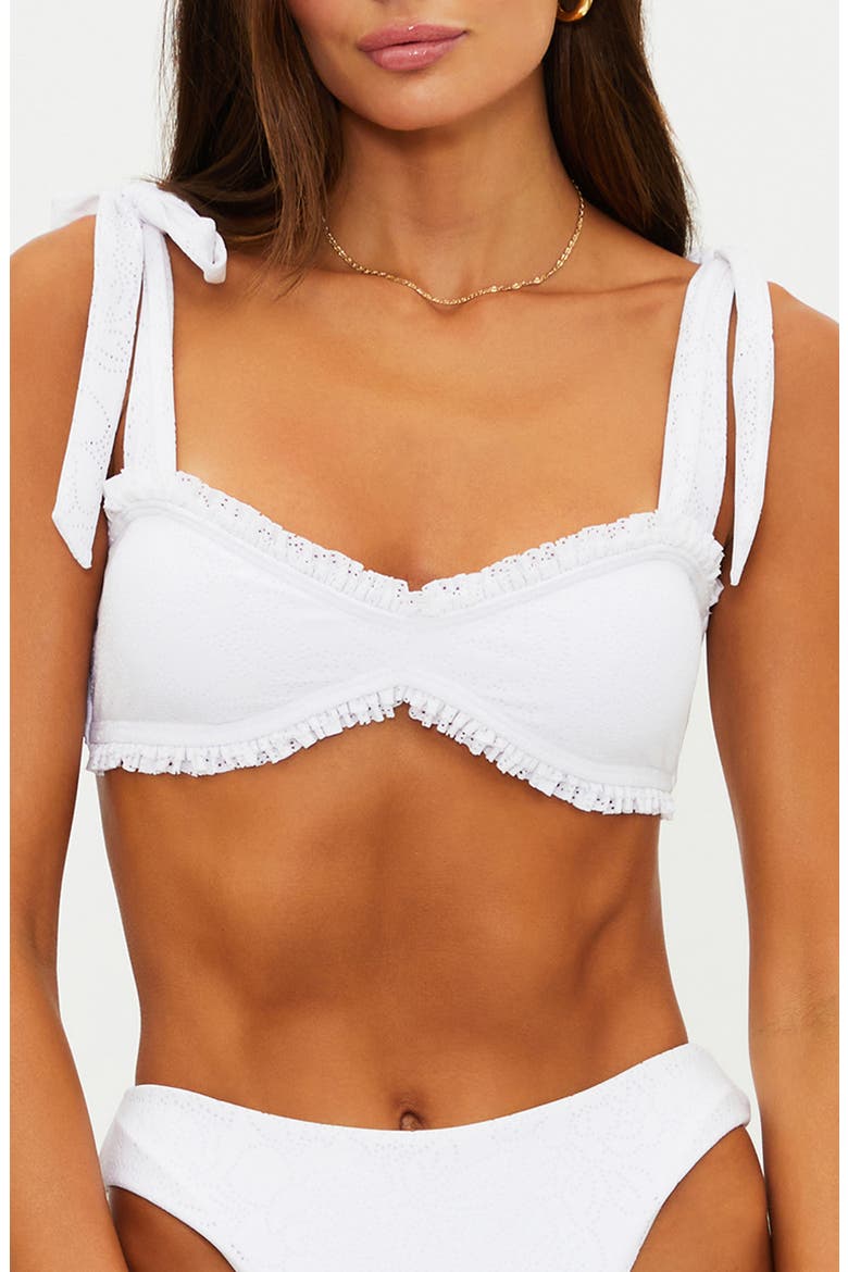 Taryn Ruffle Eyelet Bikini Top, Main, color, WHITE