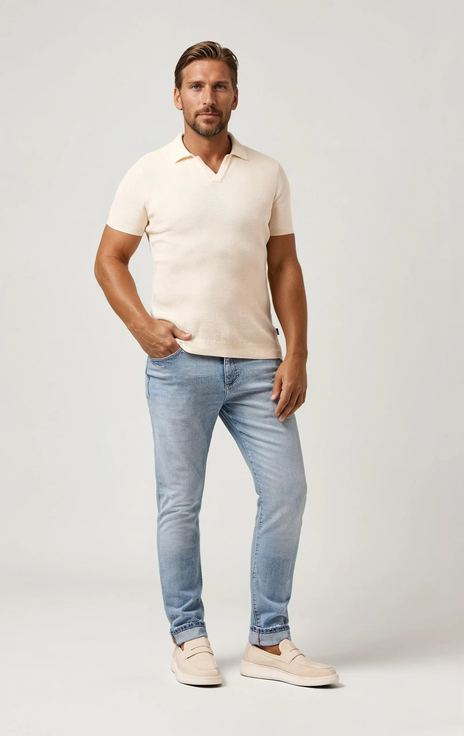 Pique Knit Johnny Collar Polo