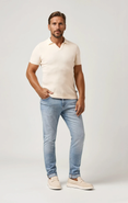 Stone Rose Pique Knit Johnny Collar Polo