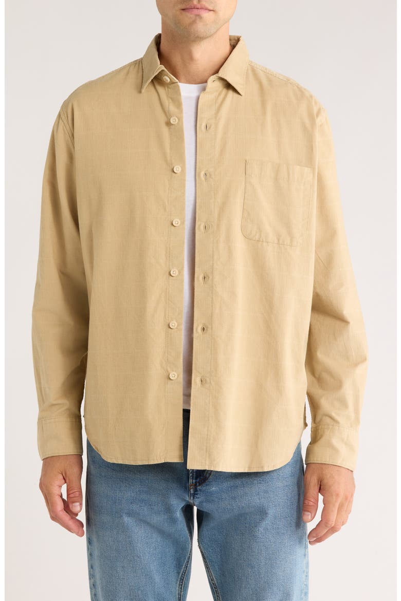 Beachfront Bonfire Button-Up Shirt, Main, color, STONE KHAKI