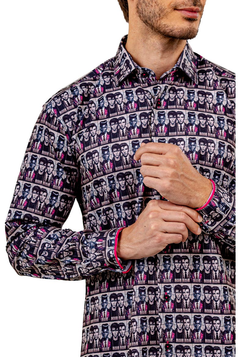 Fibonacci Stretch Ascension 3321 Contemporary Fit Button-Up Shirt, Alternate, color, BLACK