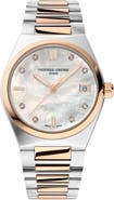 FREDERIQUE CONSTANT Highlife Diamond & Mother-of-Pearl Two-Tone Bracelet Watch, 31mm