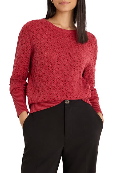Sterling Shimmer Pointelle Stitch Sweater