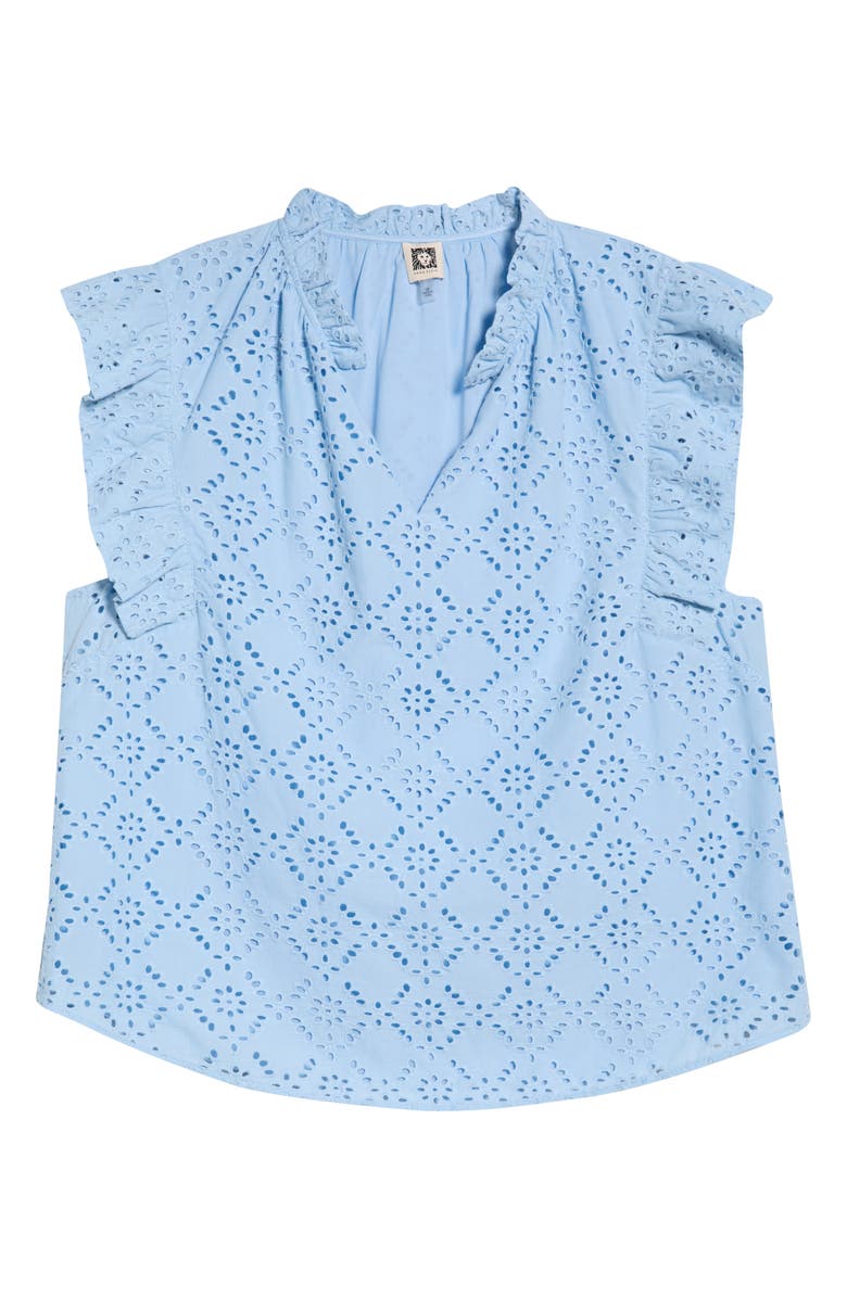 Anne Klein Embroidered Cotton Eyelet Top, Main, color, 