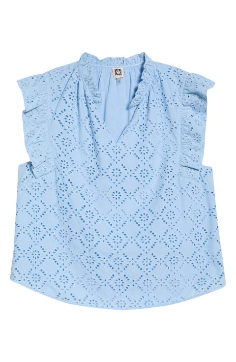 Embroidered Cotton Eyelet Top (Plus)
