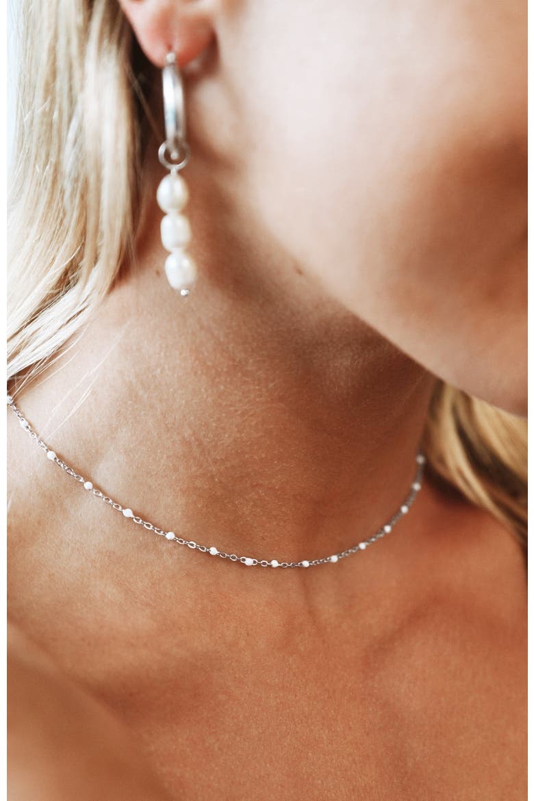 White Beaded Choker, Alternate, color, Silver