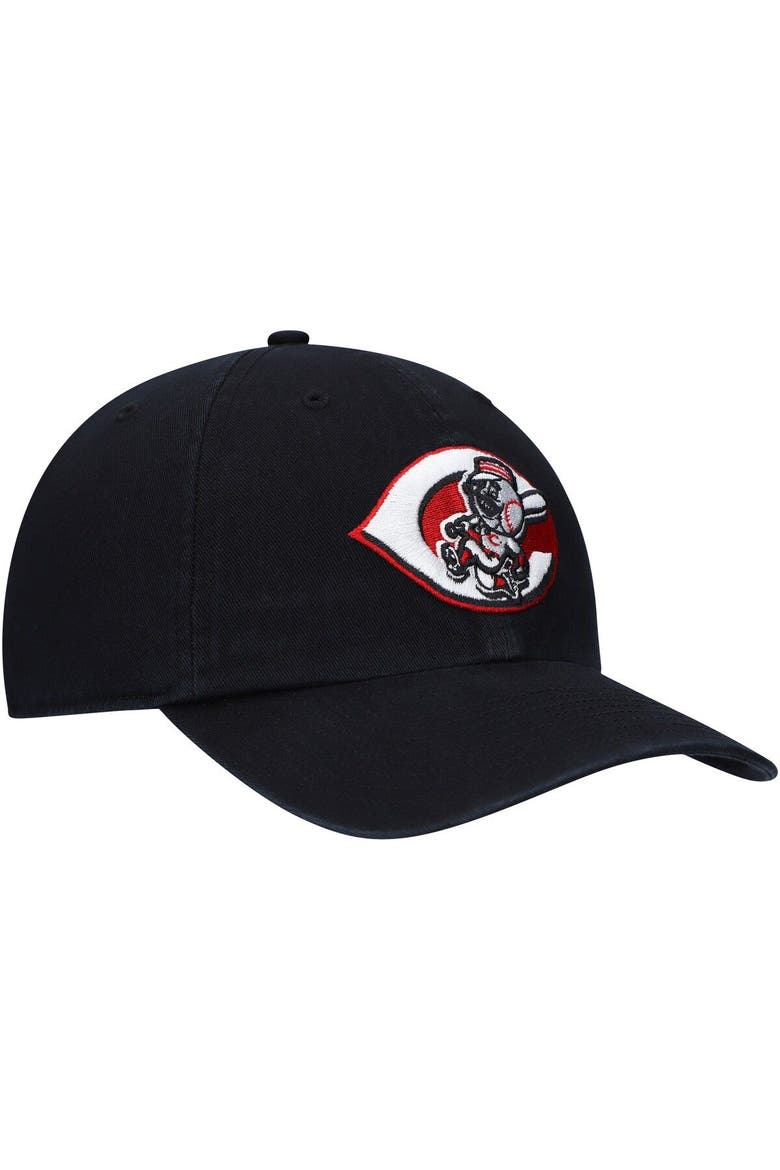 Men's '47  Black Cincinnati Reds Cooperstown Collection Clean Up Adjustable Hat, Alternate, color, Black
