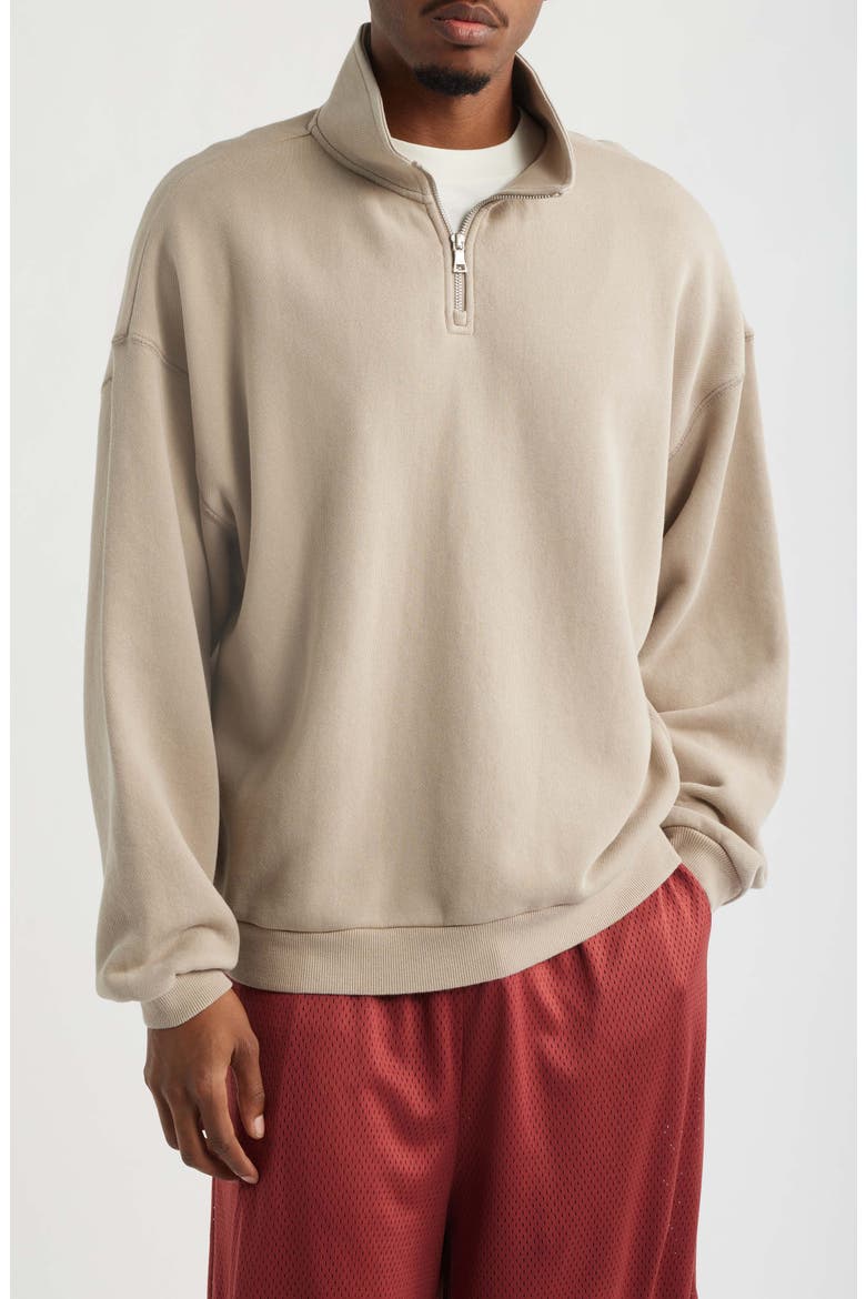 Organic Cotton Quarter Zip Pullover, Main, color, TAN