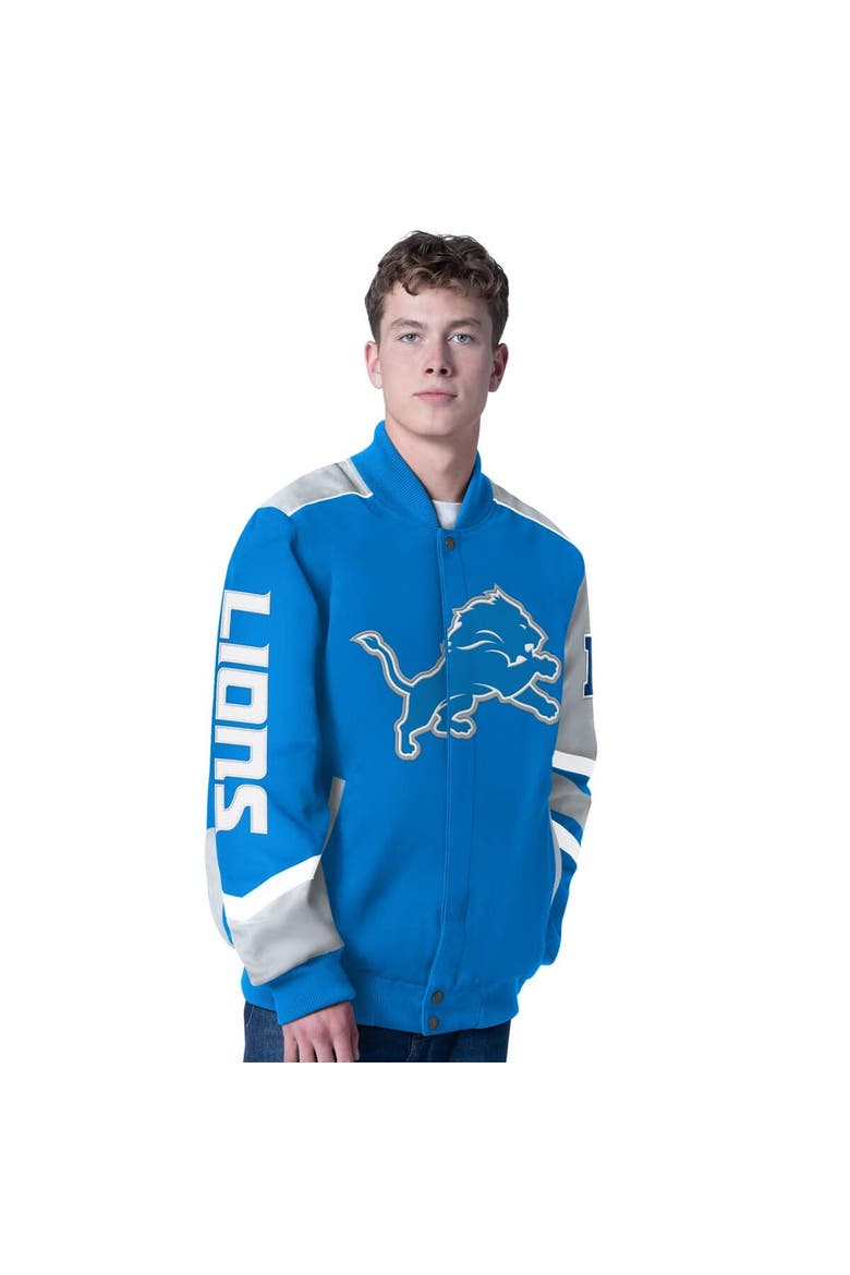 Men's G-III Sports by Carl Banks Blue Detroit Lions Prime Time Full-Zip Racing Jacket, Main, color, Blue