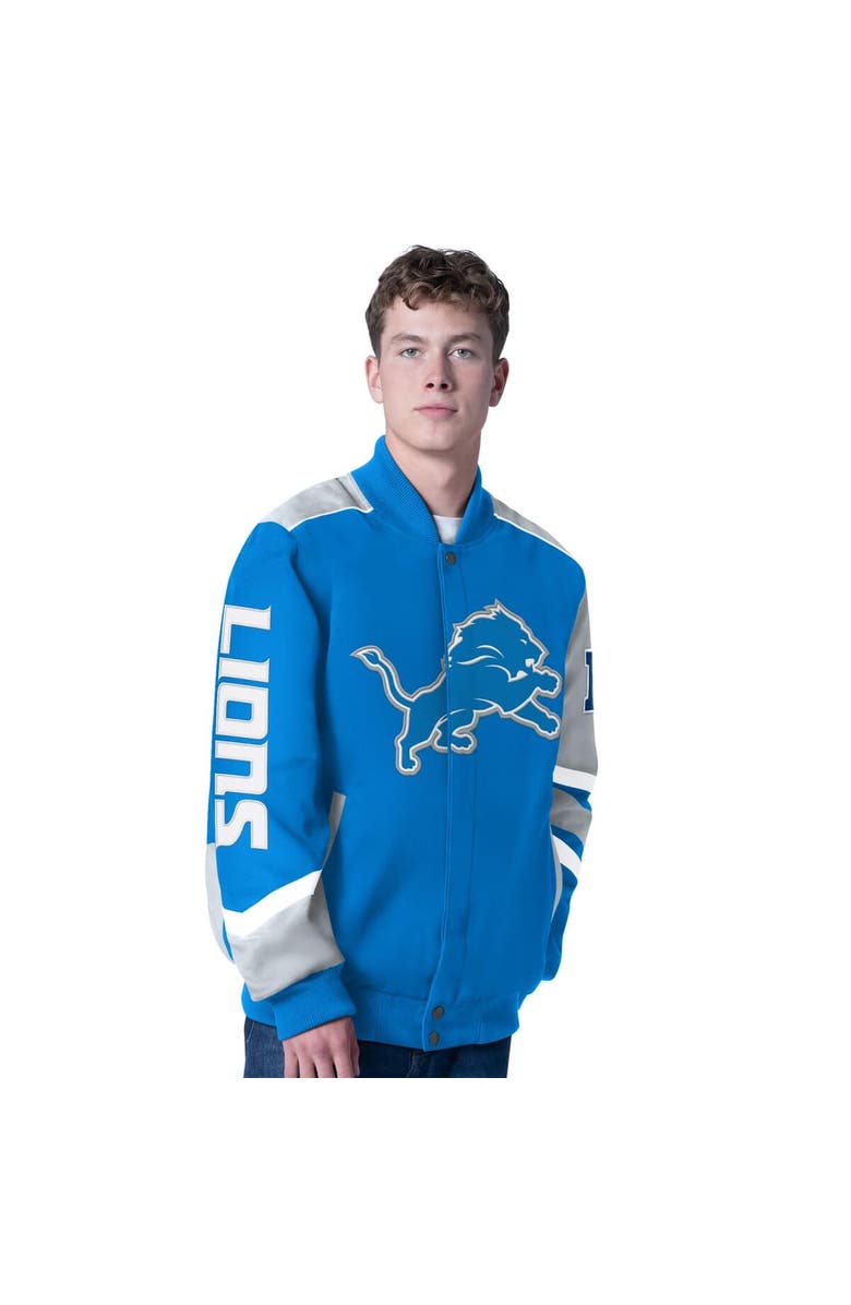G-III SPORTS BY CARL BANKS Men's G-III Sports by Carl Banks Blue Detroit Lions Prime Time Full-Zip Racing Jacket, Main, color, Blue
