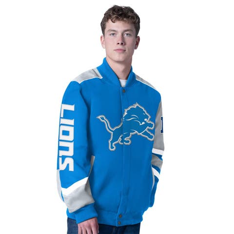 Men
s G-III Sports by Carl Banks Blue Detroit Lions Prime Time Full-Zip Racing Jacket