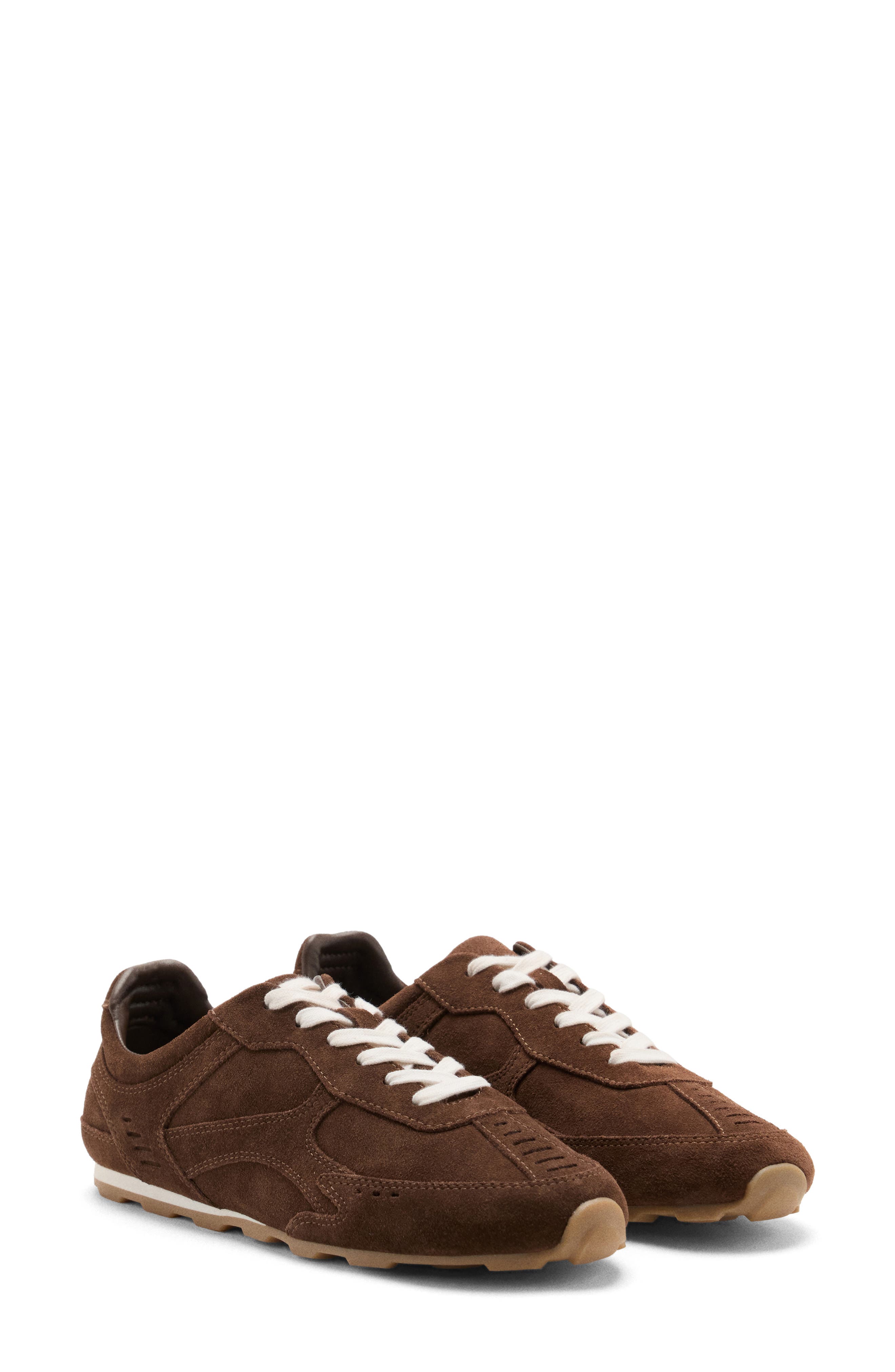 Contrast Leather Sneaker, Main, color, CHOCOLATE