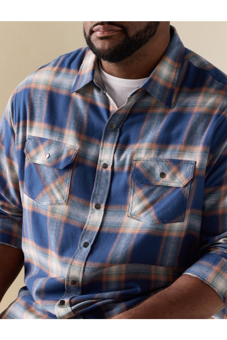 Big & Tall Large Plaid Flannel Sport Shirt V6, Alternate, color, BLUE ORANGE