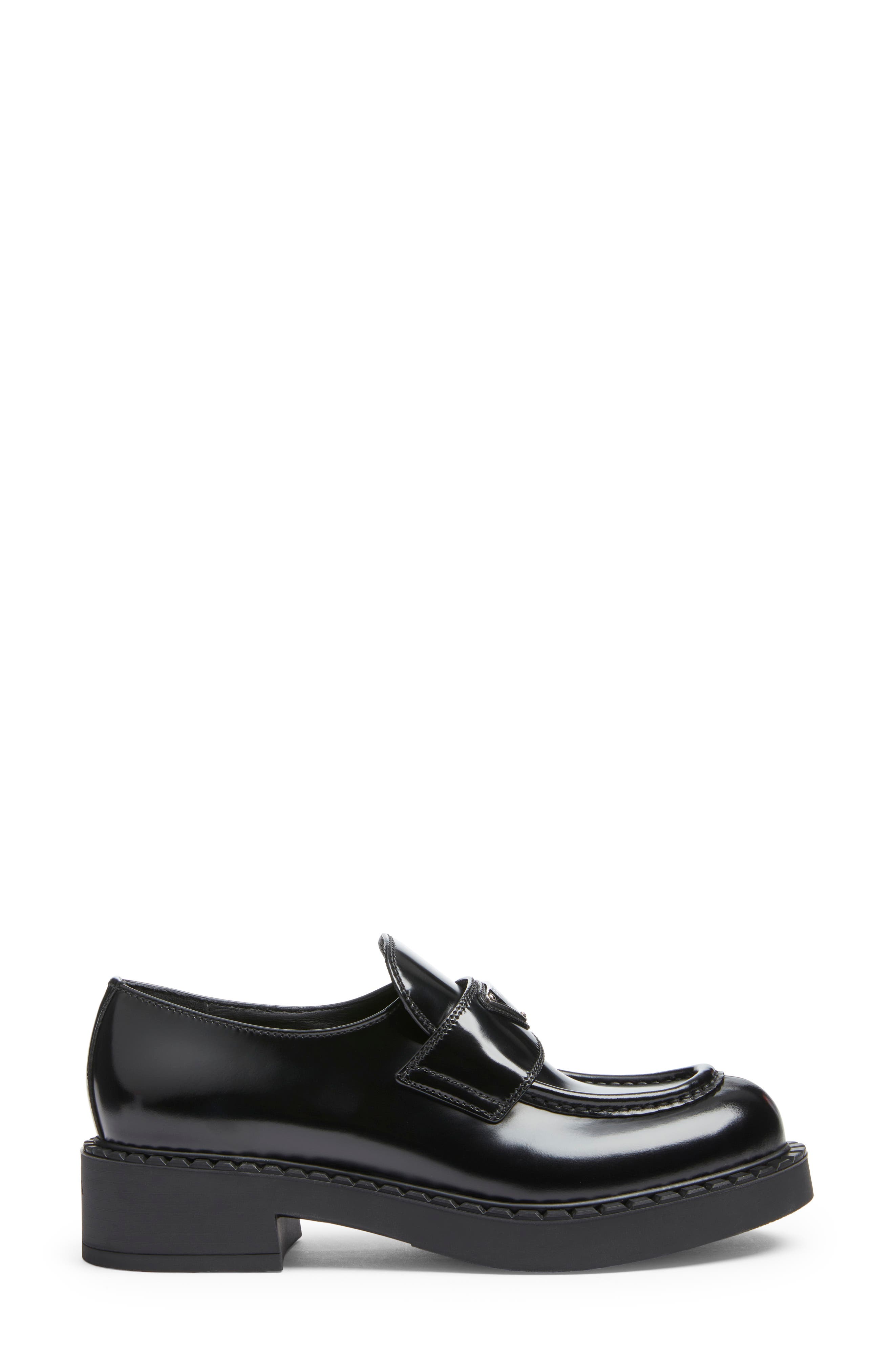 Prada Chocolate Logo Loafer, Alternate, color, 