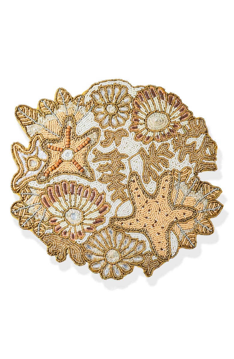 Tiramisu The Coral Reef Beaded Charger, Main, color, Gold