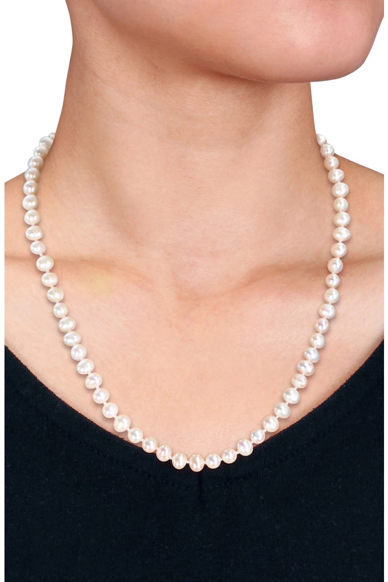 6-7mm Cultured Freshwater Pearl Necklace, Alternate, color, WHITE