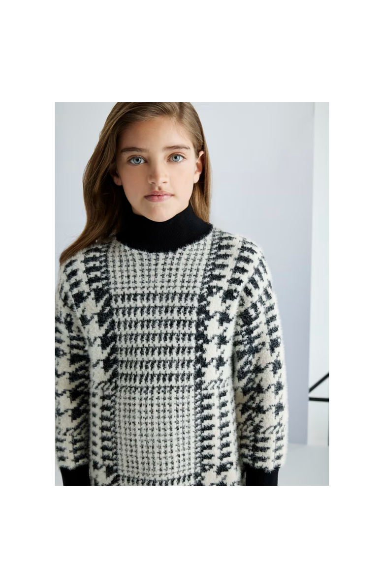 Mayoral Houndstooth Knit Dress, Alternate, color, Black