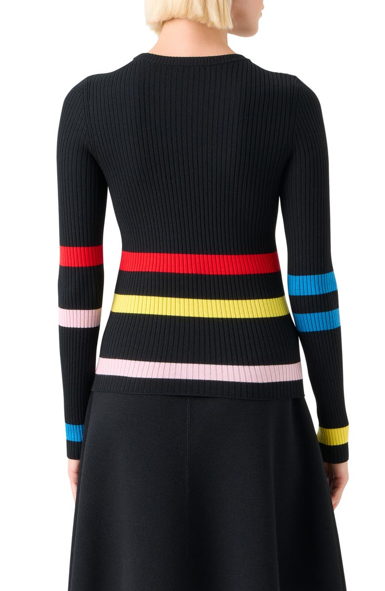 Akris punto Stripe Virgin Wool Rib Sweater, Alternate, color, Black-Multicolor