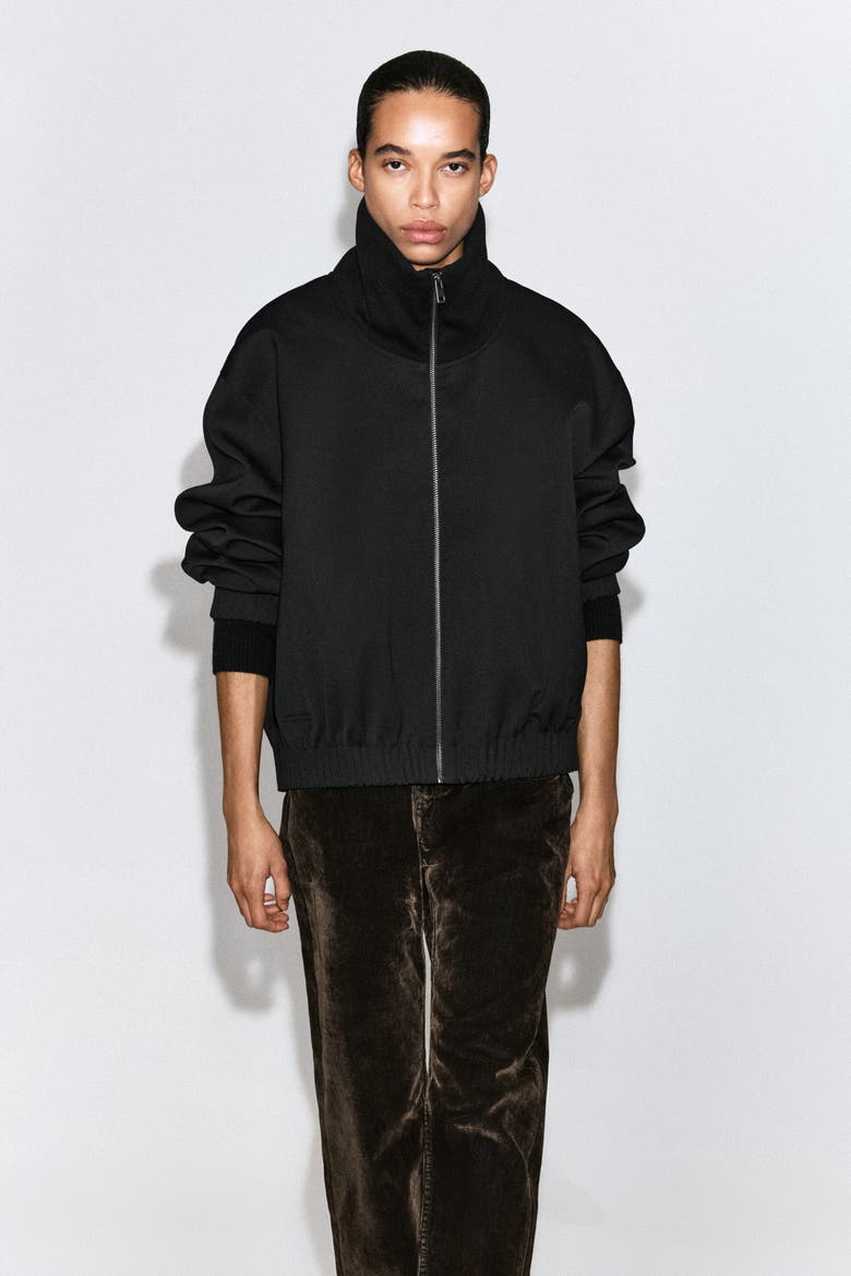 Mock-Neck Jacket, Alternate, color, BLACK