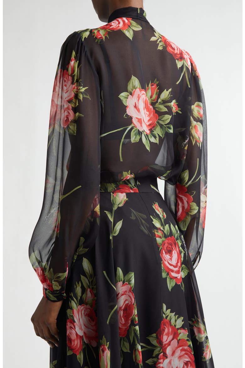 Bouquet Silk Chiffon Top, Alternate, color, BOUQUET ROSE F.NERO